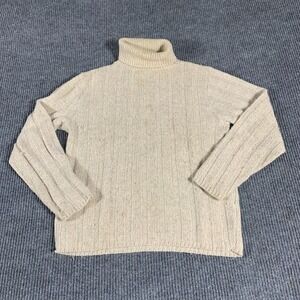 VTG Traverse Bay Woolen Co Sweater‎ Womens Medium Beige Wool Blend Turtle Neck
